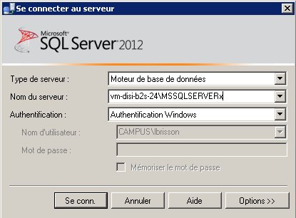 Connexion à une base de données SQL Server.