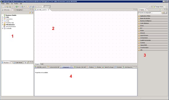 Capture d’écran de l’environnement Talend Open Studio.